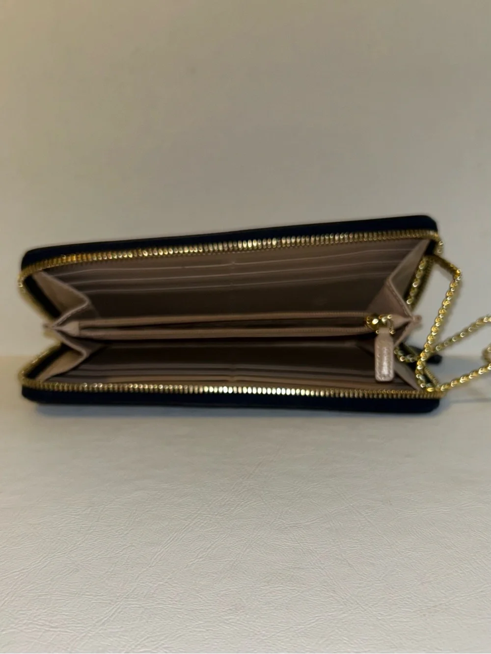 MCM Blue Saffiano Zip-Around Wallet with Gold Logo - Picture 6 of 6